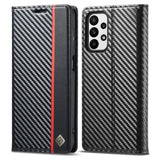 Business Carbon Fiber Leather Wallet Card Phone Case for Samsung