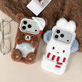 Cute Plush Bear And Rabbit Anti-Fall Phone Case For IPhone