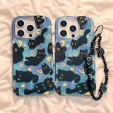 Cute Star Moon Cat Pattern Case for iPhone