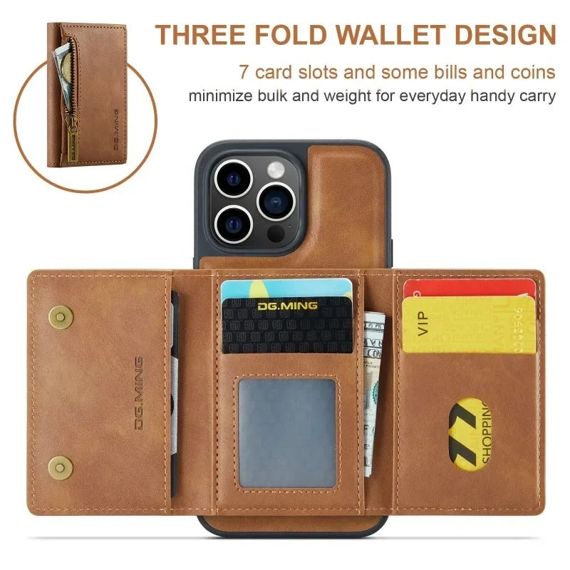 2 in 1 Magnetic Leather Wallet Case for iPhone