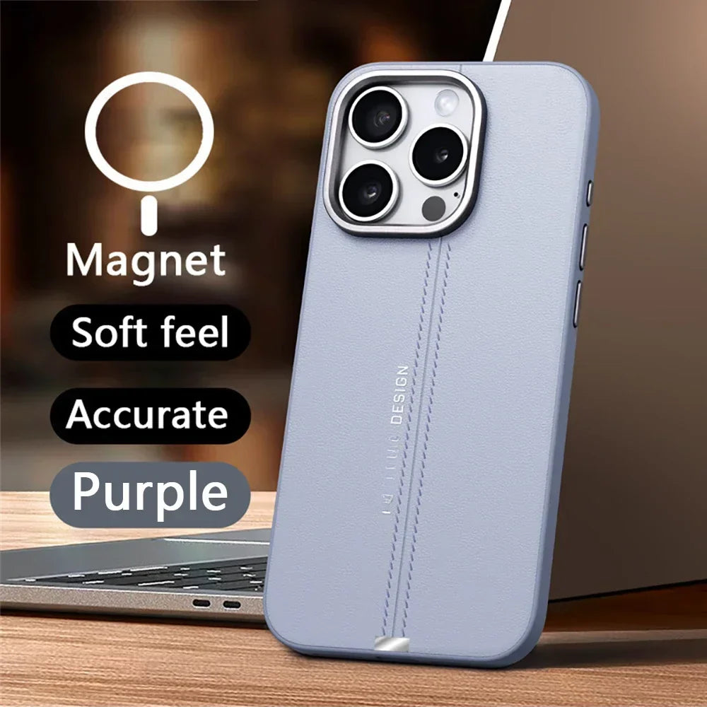 Luxury Business Leather Magnetic Case For iPhone