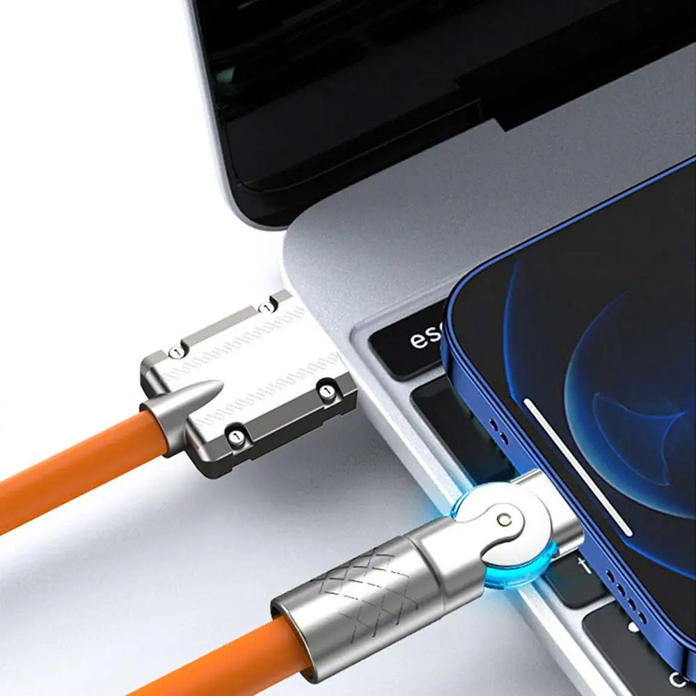 120W 6A Silicone Ultra Fast Charging Cable For iPhone / Type-C