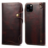 Premium Oil Wax Cowhide Button Design Case for iPhone
