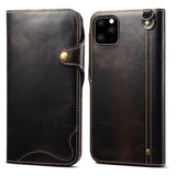 Premium Oil Wax Cowhide Button Design Case for iPhone