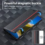 Business Carbon Fiber Leather Wallet Card Phone Case for Samsung