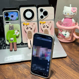 Cat Café Electroplated Rotating Stand Case for iPhone