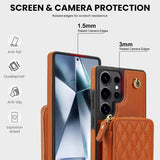 Leather Zippered Card Holder Crossbody Phone Case for Samsung