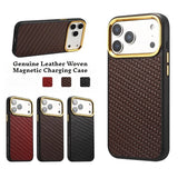 Genuine Leather Woven Magnetic Charging Case for iPhone