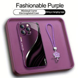 Minimal Curve Electroplated Case with Lanyard for iPhone