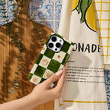 Green & Orange Check Double-layer Back Phone Case for IPhone