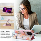 Leather Floral Design Phone Case With Card Slots For IPhone
