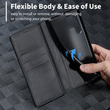 Business Carbon Fiber Leather Wallet Card Phone Case for Samsung