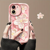 Oil Painting Flower Liquid Silicone Case For iPhone