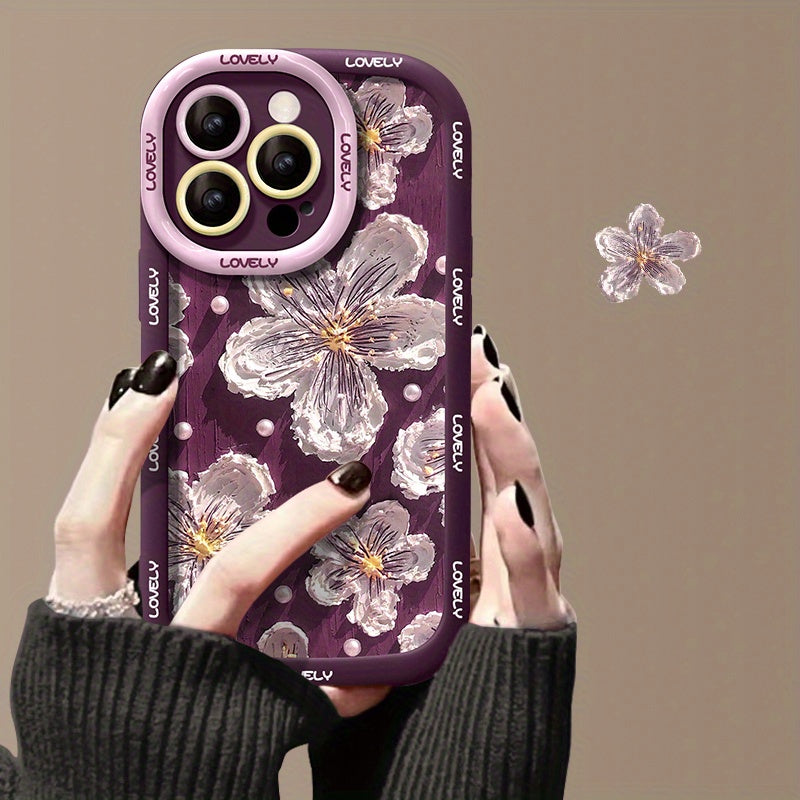 Oil Painting Flower Liquid Silicone Case For iPhone