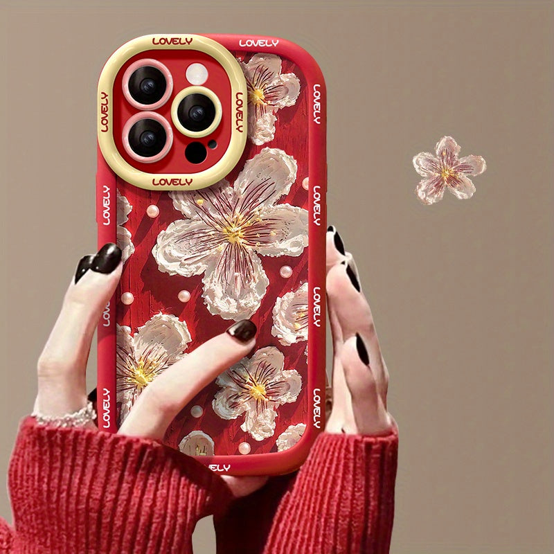 Oil Painting Flower Liquid Silicone Case For iPhone