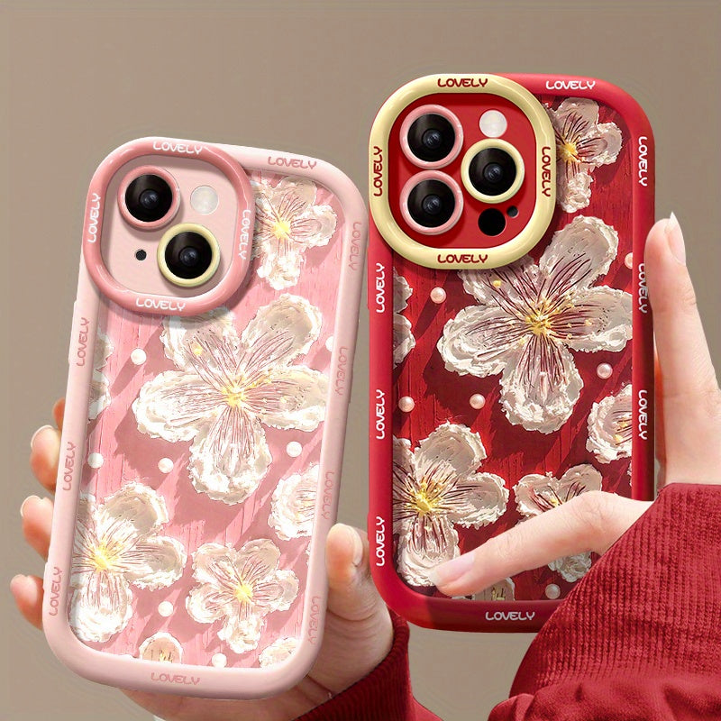 Oil Painting Flower Liquid Silicone Case For iPhone