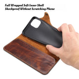 Premium Oil Wax Cowhide Button Design Case for iPhone