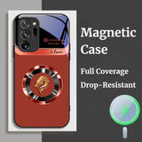 Dragon Head Pattern Magnetic Anti-Drop Liquid Glass Case for Samsung