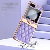Leather Electroplated Ring Holder Shockproof Case for Samsung