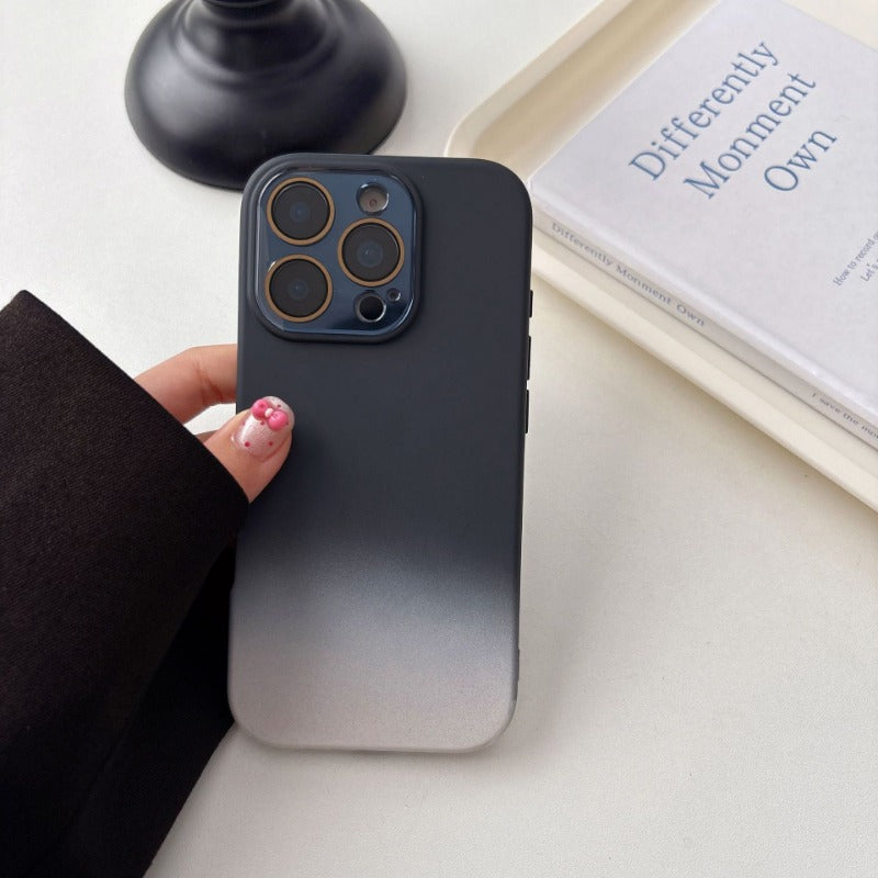 Gradient Frosted Phone Case with Built-In Lens Protector for IPhone