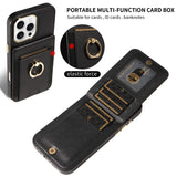 Wallet Card Slot Ring Holder Leather Case for iPhone