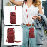 Fashion Leather Wallet Crossbody Shockproof Case for iPhone