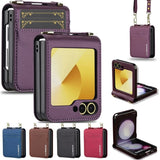 Crossbody Lanyard & Card Slots Leather Case for Samsung Z Flip