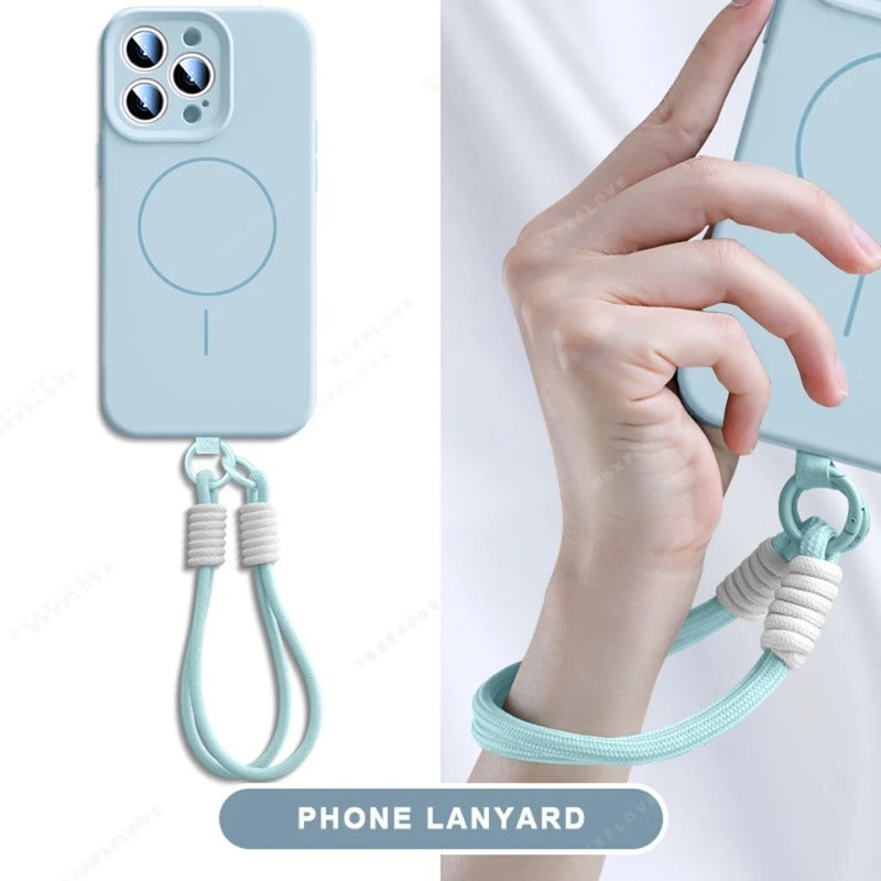 Liquid Silicone Lanyard Magnetic Phone Case For iPhone