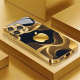 Golden Streamline Apple Pattern Case for iPhone