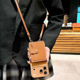 Fashion Card Holder Leather Crossbody Case for iPhone