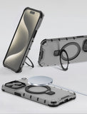 Translucent Grille Magnetic Phone Case with Kickstand for iPhone
