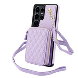 Leather Zippered Card Holder Crossbody Phone Case for Samsung