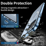 Magnetic Glass 360°  Full screen closed Metal Case For iPhone