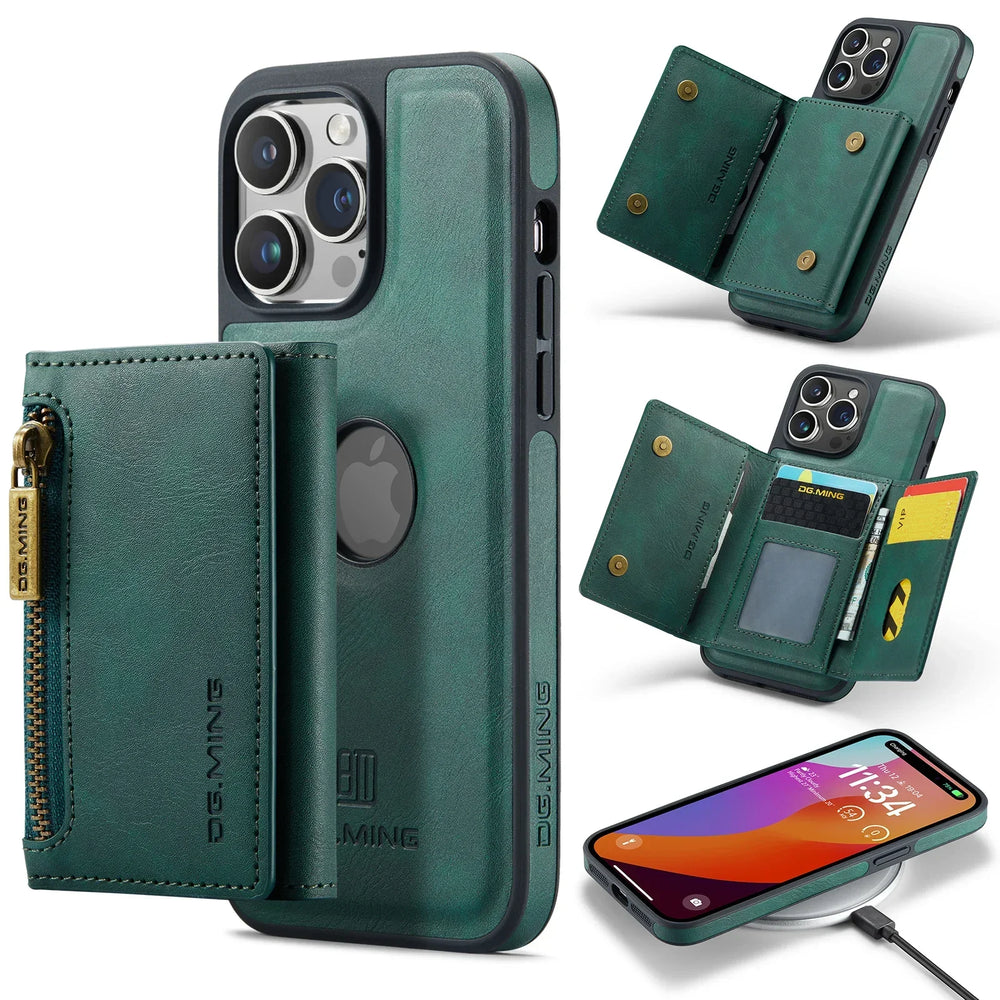 2 in 1 Magnetic Leather Wallet Case for iPhone