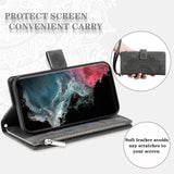 Luxury Embossed Card Slots Zipper Wallet Leather Case for Samsung