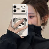 Panda Electroplated Rotating Stand Case for iPhone
