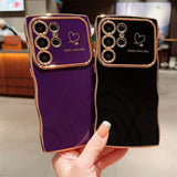 Wavy-Edge Electroplated Heart Shockproof Phone Case for Samsung