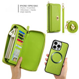 Magnetic Crossbody Handheld Wallet Card Leather Case for iPhone
