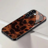 Brown Leopard Print Pattern Glass Phone Case For Samsung