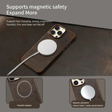 Vintage Waxed Leather Magnetic Charging Case for iPhone