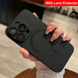 Silicone Glass Lens Magnetic Wireless Charge Case for iPhone