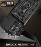 Lens-Mounted Sliding Window Phone Case with Stand for Samsung