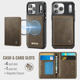 Leather Wallet Magnetic Charging Case for iPhone