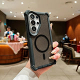 Transparent Glitter Magnetic 2in1 Airbag Shockproof Case For Samsung