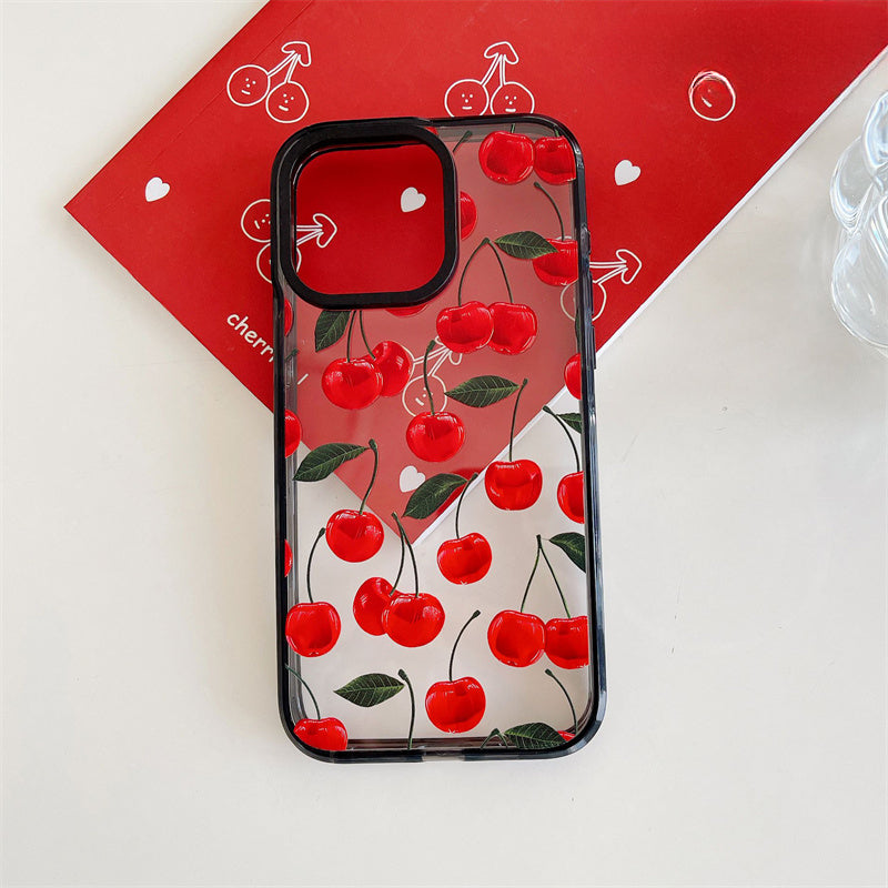 Cute Red Flower Cherry Painting Phone Case For iPhone