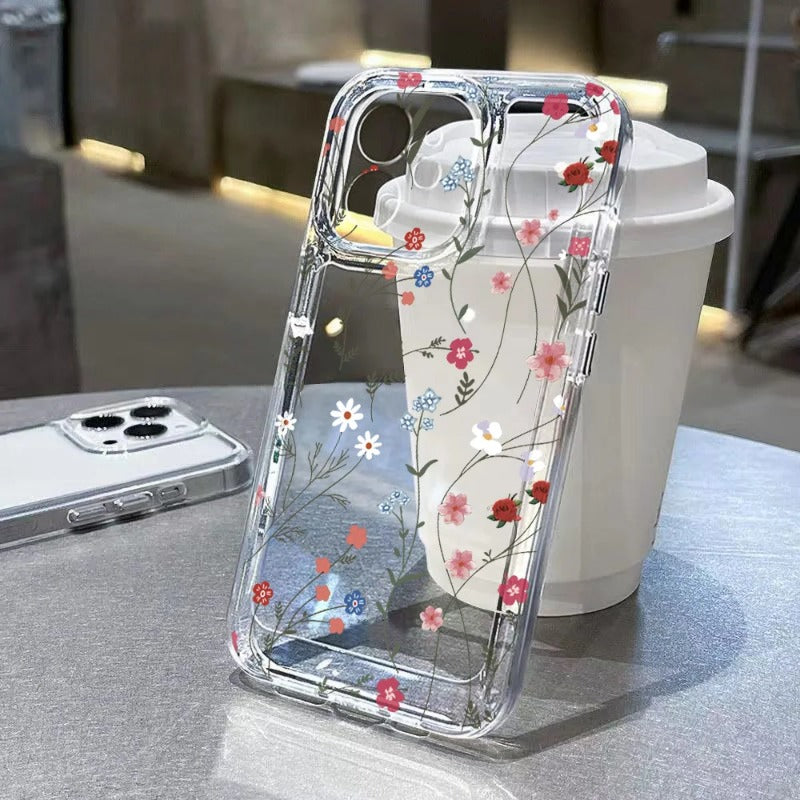 Flower Shockproof Transparent Silicone Soft Fundas Phone Case for iPhone