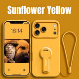 Silicone Full-Coverage Phone Case with Kickstand Lanyard for iPhone