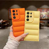 Wave Puffer Down Jacket Shockproof Soft Phone Case for Samsung