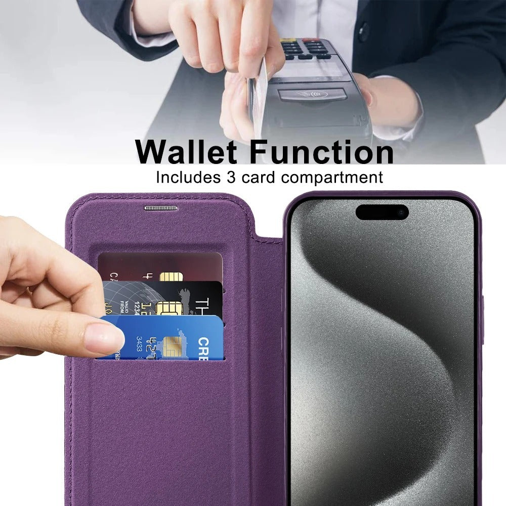 Luxury Transparent Flip Leather Wallet Magnetic Case For iPhone