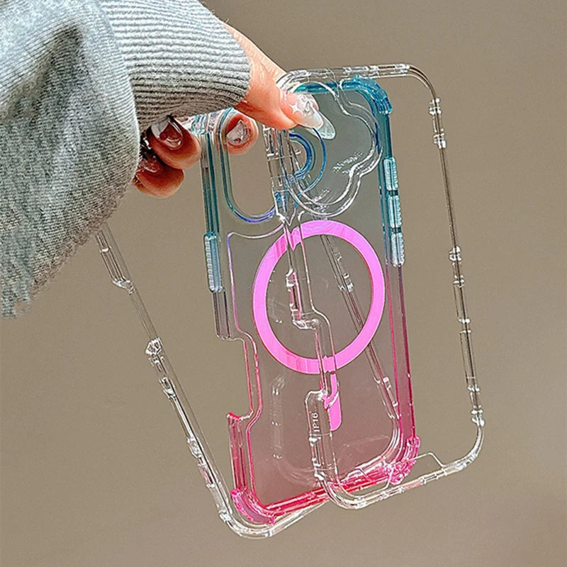 3 IN 1 Gradient Transparent Magnetic Case For iPhone